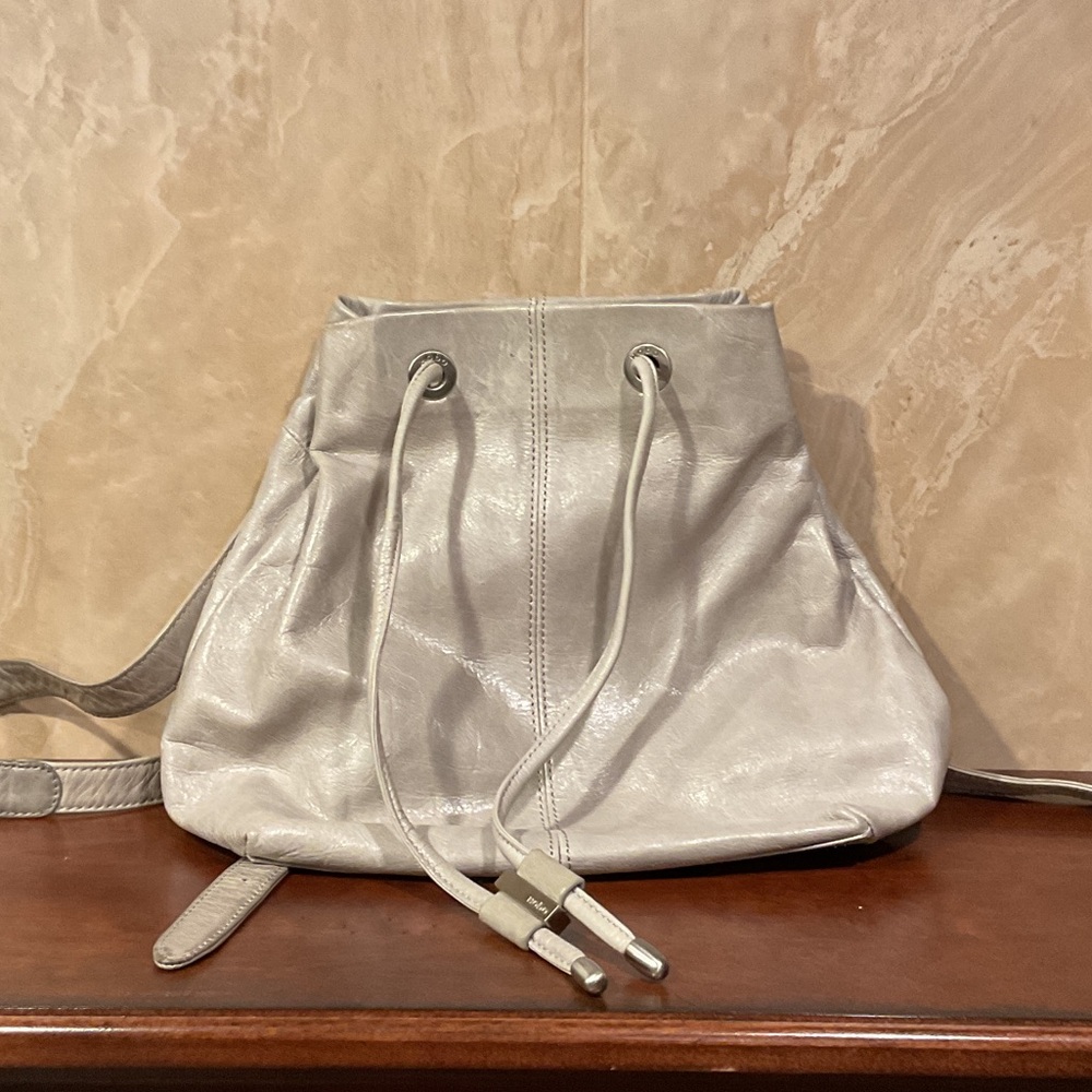 Hobo Silver Light Gray Drawstring Backpack - image 1